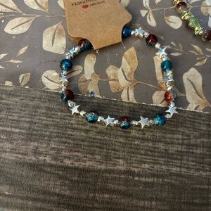 Star Bracelet with Blue and Red Beads